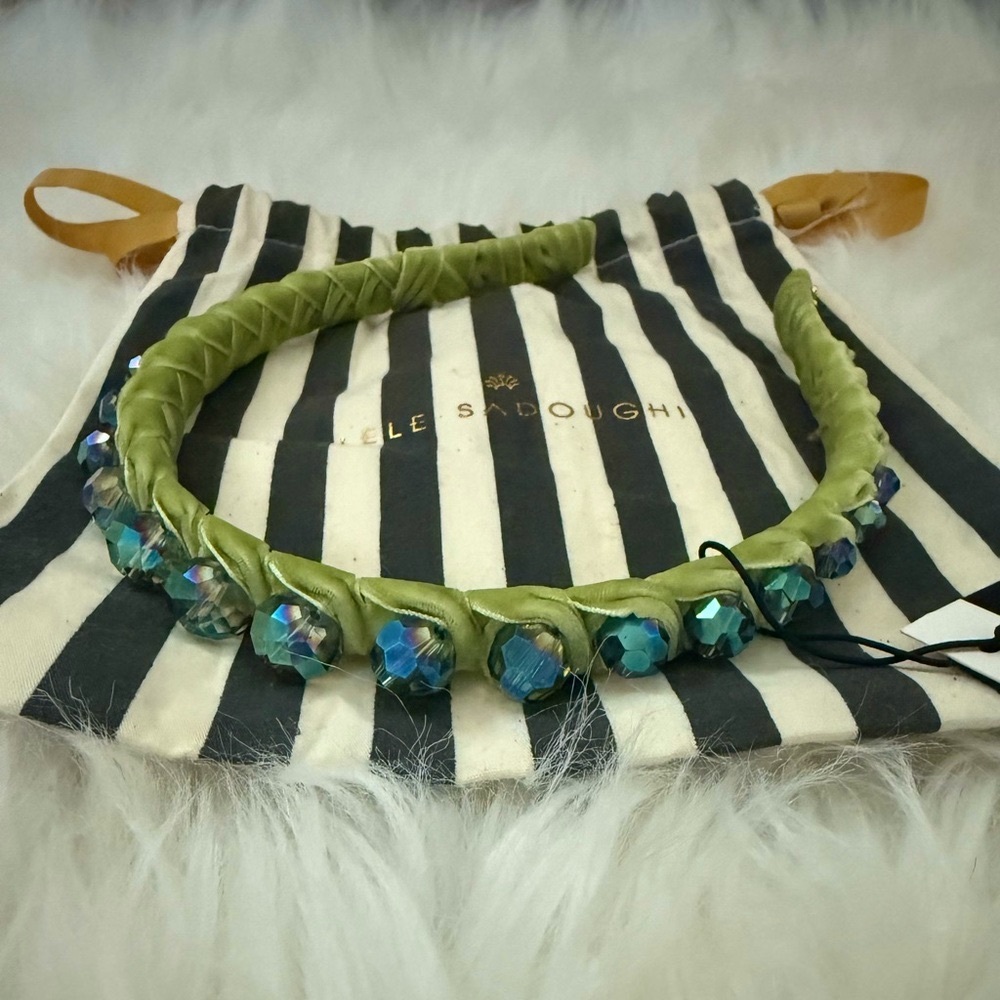 Lele Sadoughi Graduated Crystal Headband in Sage Green